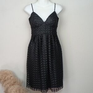 Kristin Davis Womens Black Lace Overlay Spaghetti Strap Cocktail  Dress sz 8